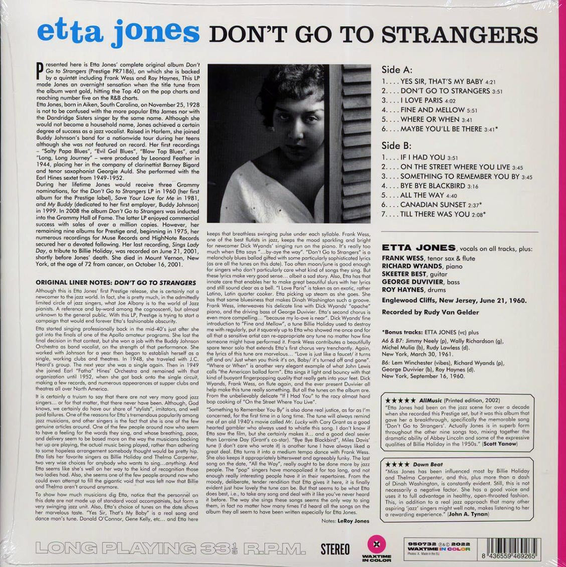 Etta Jones - Don't Go To Strangers (+3 bonus tracks) (180g) (pink vinyl) [New Vinyl LP]
