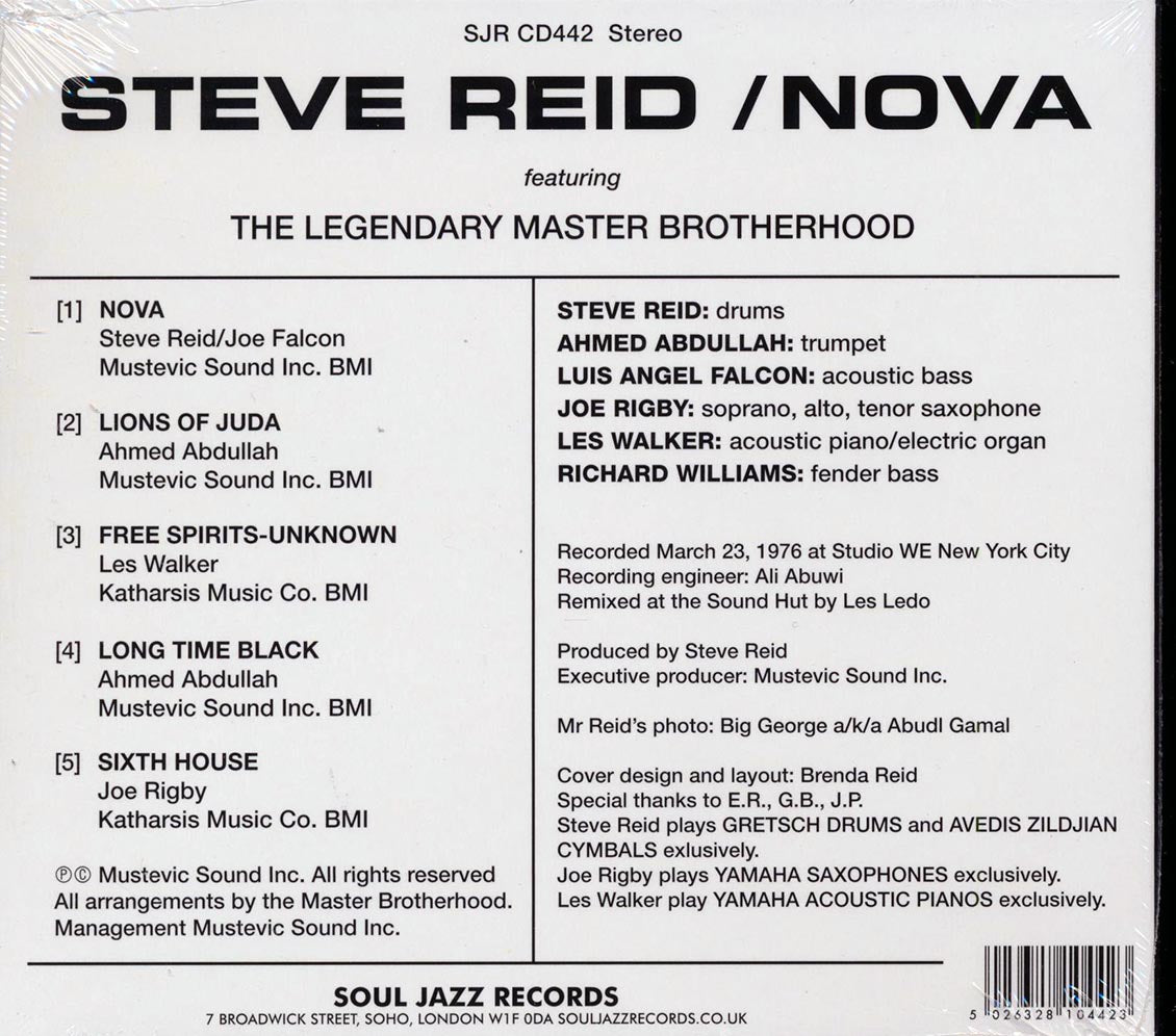 Steve Reid Featuring The Legendary Master Brotherhood - Nova [New CD]