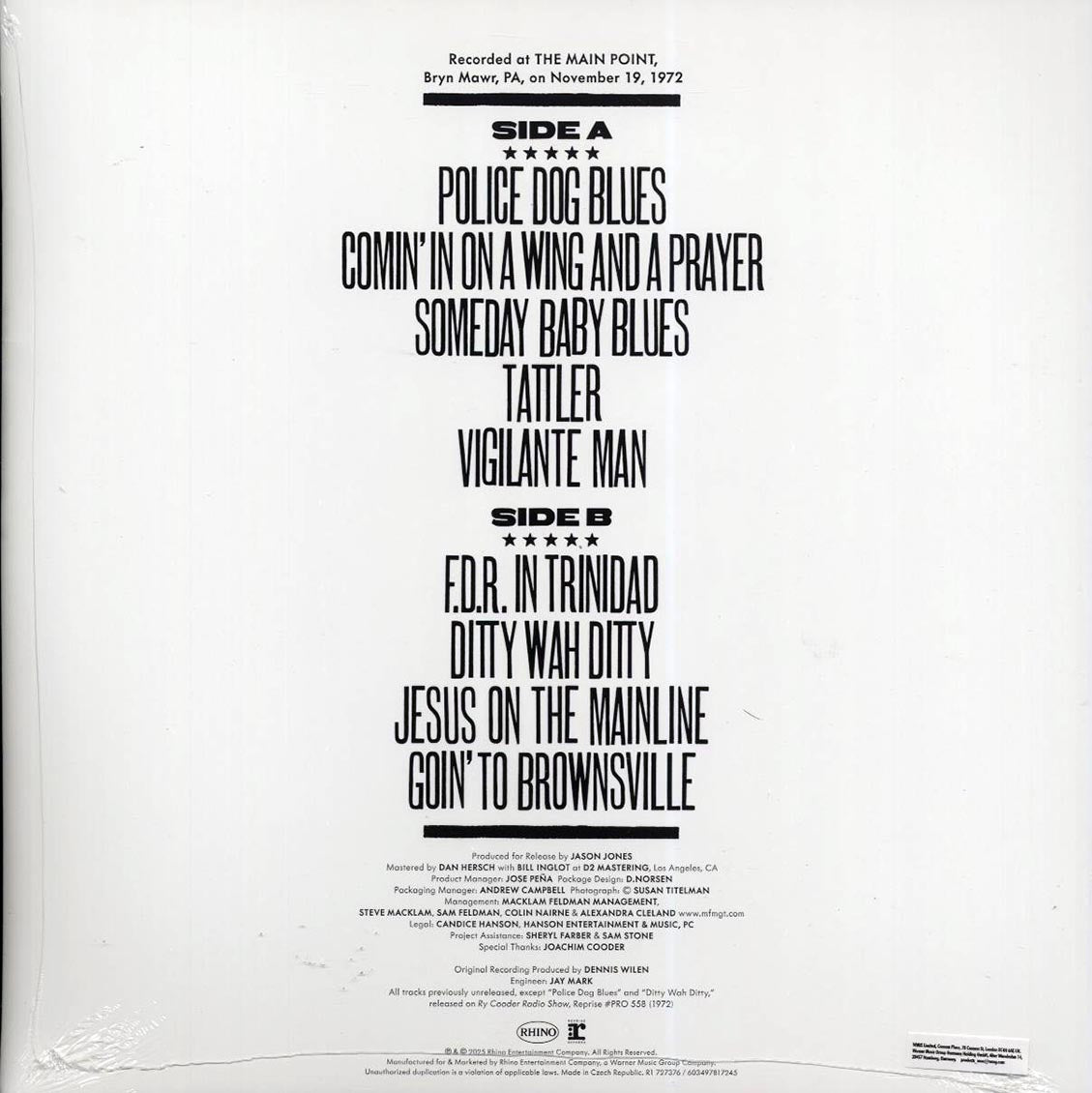 Ry Cooder - Live At The Main Point 1972 (RSD 2025) [New Vinyl Record LP]