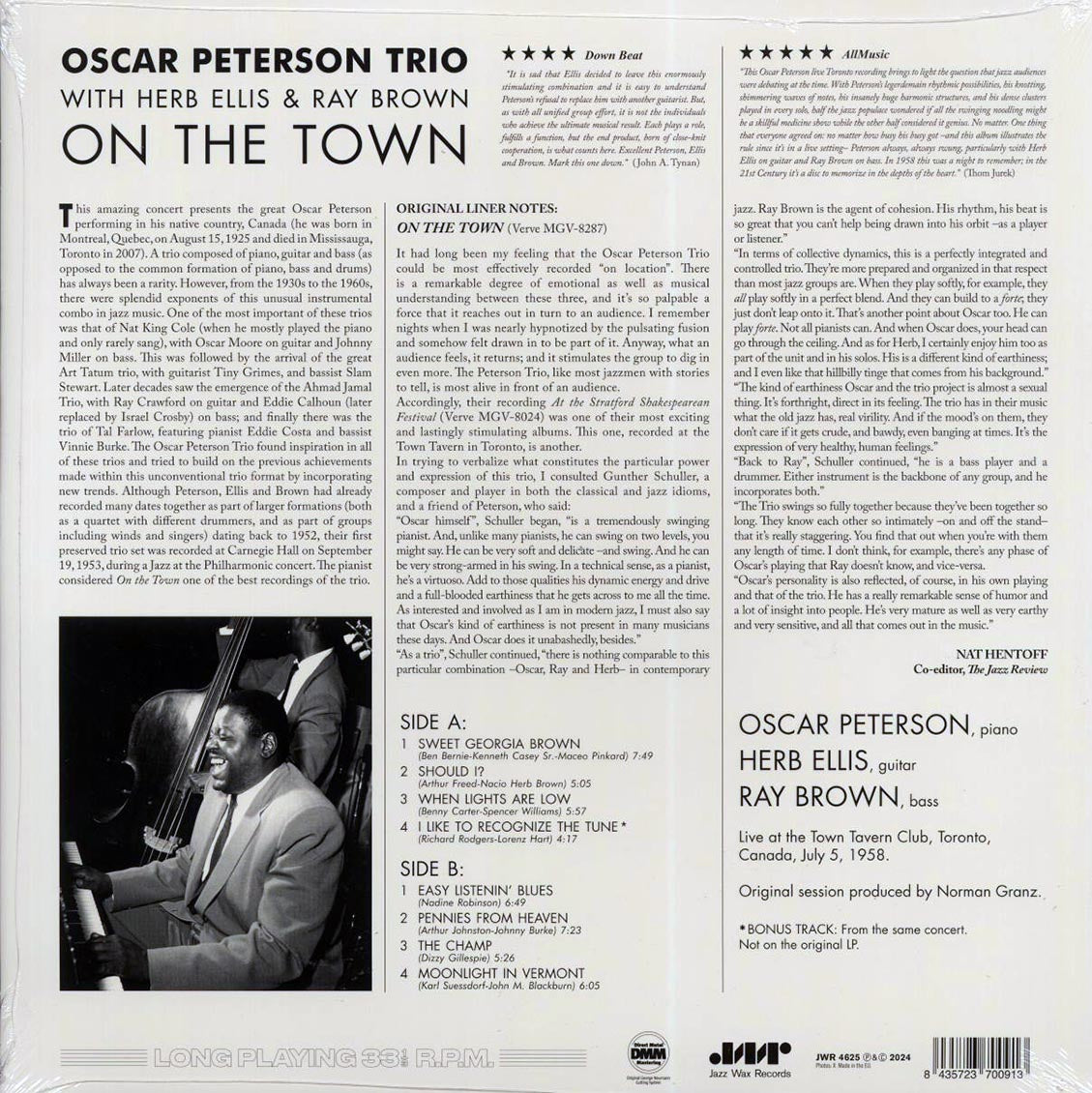 Oscar Peterson Trio - On The Town With The Oscar Peterson Trio (+bonus track) (ltd. ed.) (180g) [New Vinyl Record LP]