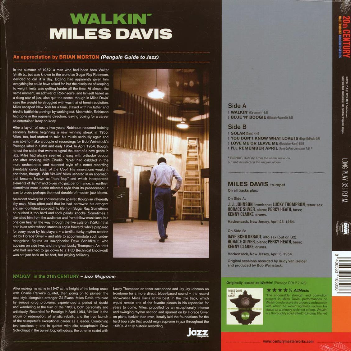 Miles Davis - Walkin’ (+bonus track) (ltd. ed.) (180g) (green vinyl) (remastered) [New Vinyl Record LP]