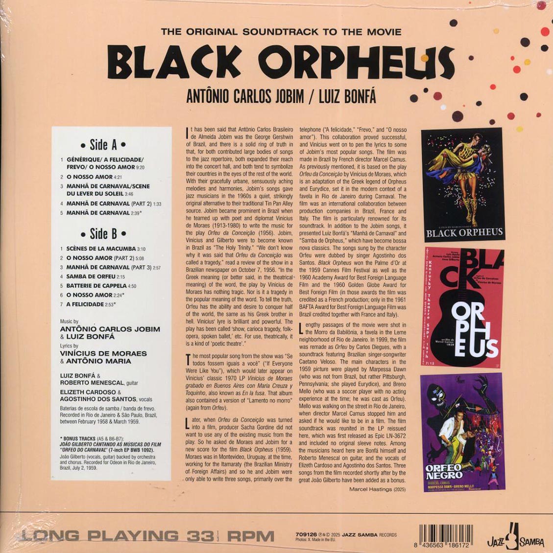 Antonio Carlos Jobim, Luiz Bonfa - The Original Soundtrack To The Marcel Camus Movie Black Orpheus (Orfeu Negro) (+3 bonus tracks) (ltd. ed.) (180g) [New Vinyl Record LP]