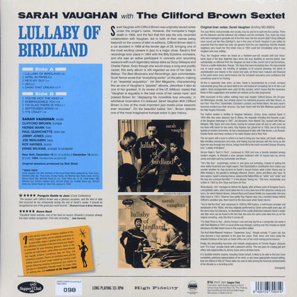 Sarah Vaughan, Clifford Brown Sextet - Lullaby Of Birdland (+bonus track) (ltd. ed.) (180g) [New Vinyl Record LP]