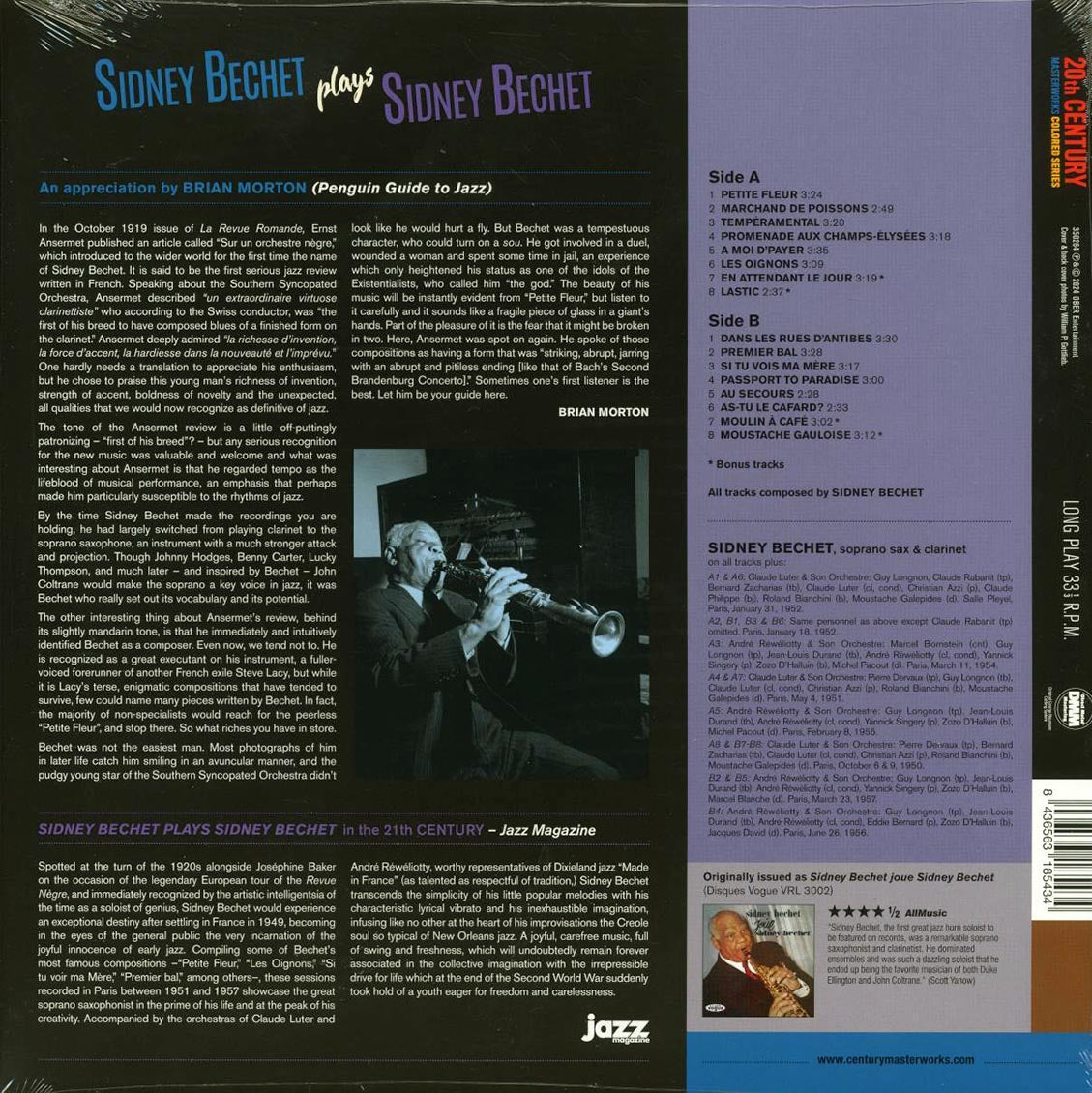 Sidney Bechet - Sidney Bechet Plays Sidney Bechet (+4 bonus tracks) (ltd. ed.) (180g) (blue vinyl) [New Vinyl Record LP]