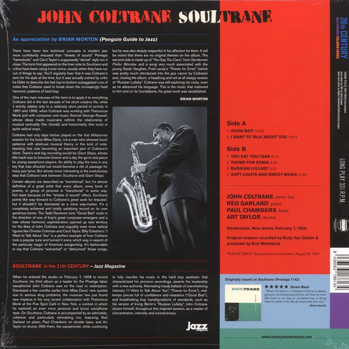 John Coltrane - Soultrane (+bonus track) (ltd. ed.) (180g) (red vinyl) [New Vinyl Record LP]