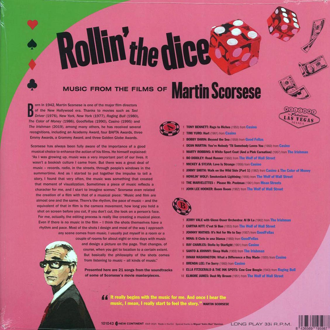 Howlin' Wolf, John Lee Hooker, Timi Yuro, Dean Martin, Marty Robbins, Etc. - Rollin' The Dice: Music From The Films Of Martin Scorsese (21 tracks) (ltd. ed.) (180g) (green vinyl) [New Vinyl Record LP]