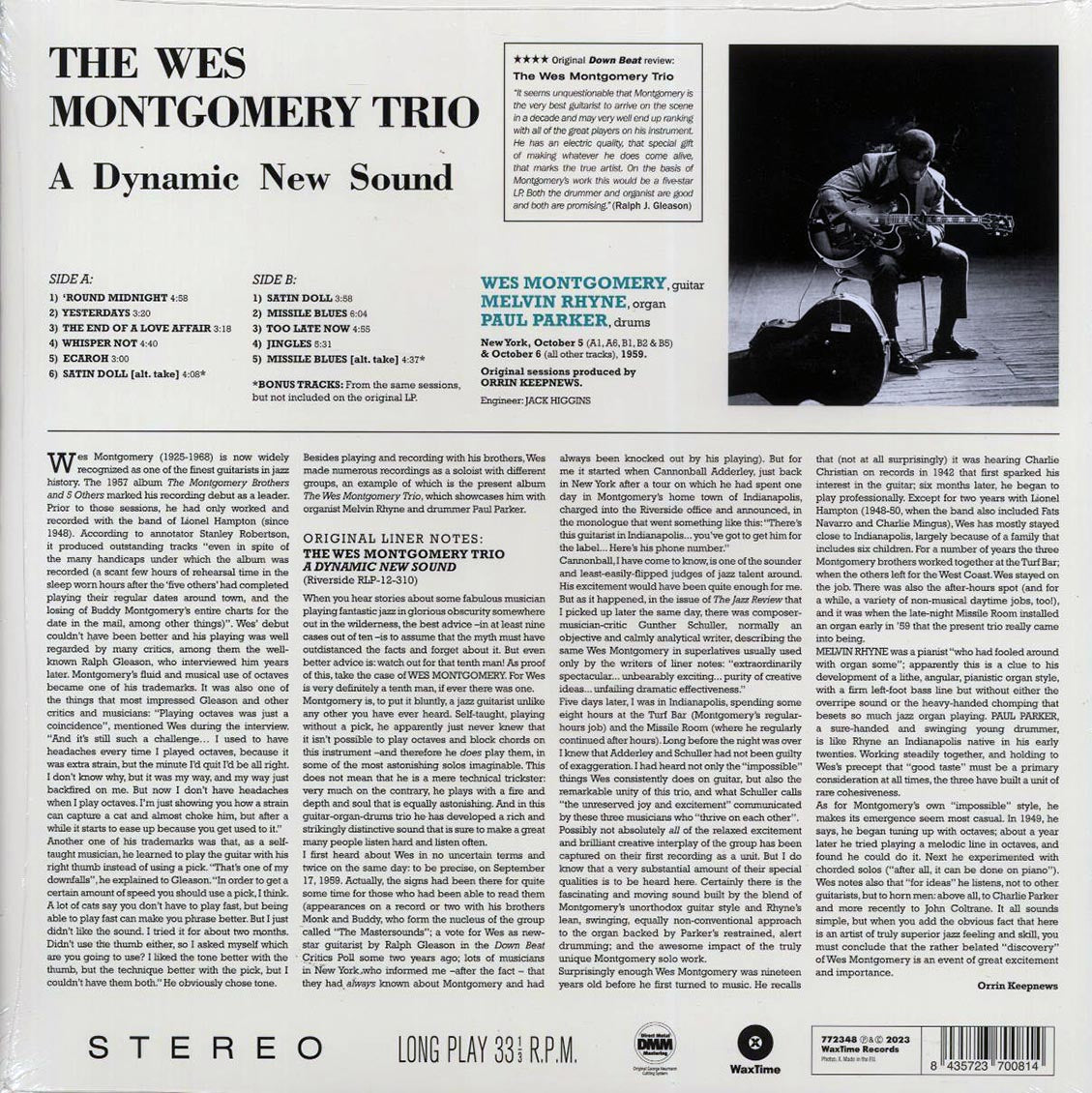 Wes Montgomery Trio - The Wes Montgomery Trio: A Dynamic New Sound: Guitar, Organ, Drums (+2 bonus tracks) (ltd. ed.) (180g) [New Vinyl Record LP]