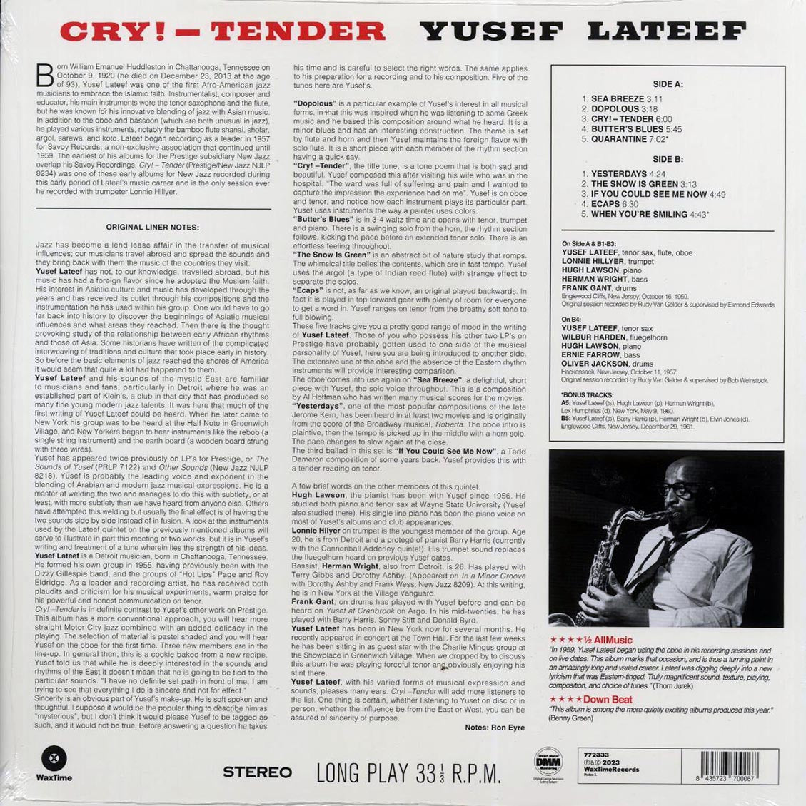 Yusef Lateef - Cry! Tender (+2 bonus tracks) (ltd. ed.) (180g) [New Vinyl Record LP]