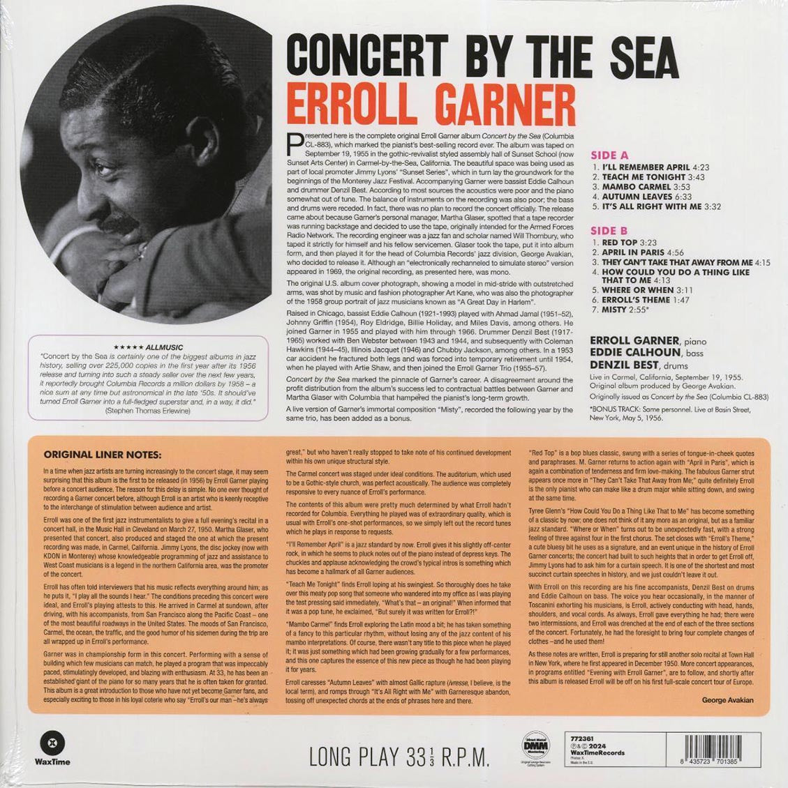 Erroll Garner - Concert By The Sea (+bonus track) (ltd. ed.) (180g) (remastered) [New Vinyl Record LP]