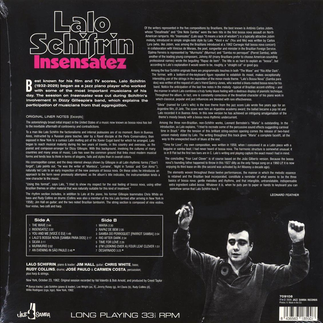 Lalo Schifrin - Insensatez (+2 bonus tracks) (ltd. ed.) (180g) [New Vinyl Record LP]