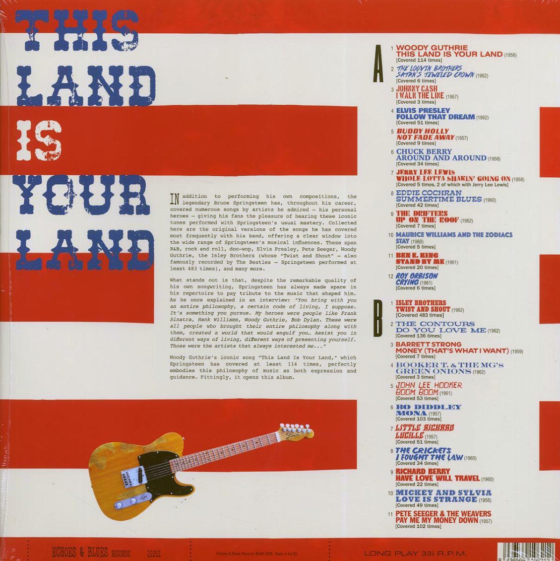 Chuck Berry, Johnny Cash, John Lee Hooker, Roy Orbison, Etc. - This Land Is Your Land: The Original Songs Behind The Boss Covers (23 tracks) (ltd. ed.) (180g) (blue vinyl) [New Vinyl Record LP]