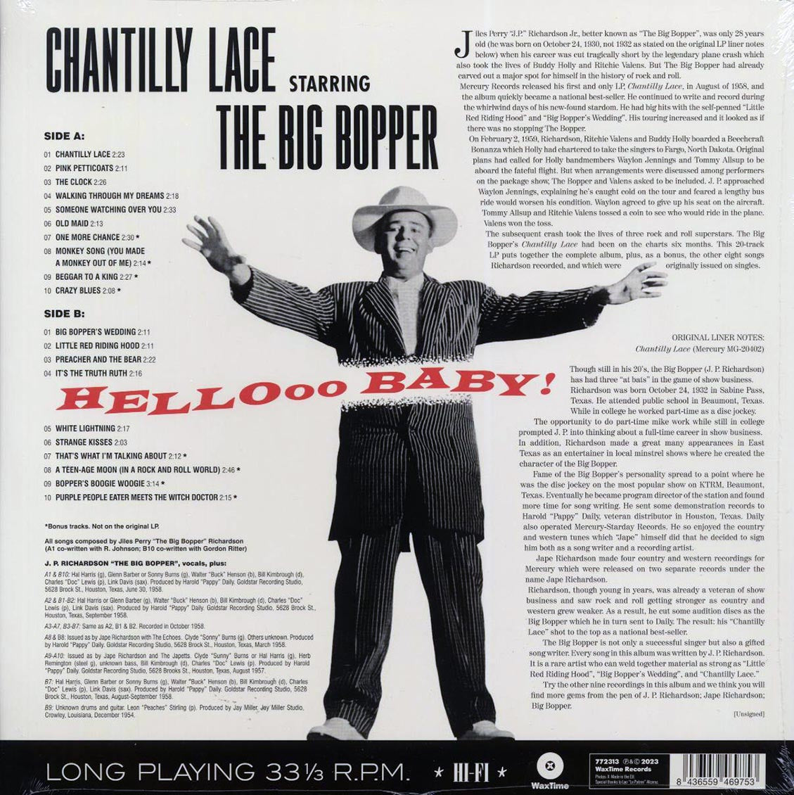 Big Bopper - Chantilly Lace Starring The Big Bopper: Hellooo Baby! (+8 bonus tracks) (ltd. ed.) (180g) [New Vinyl Record LP]
