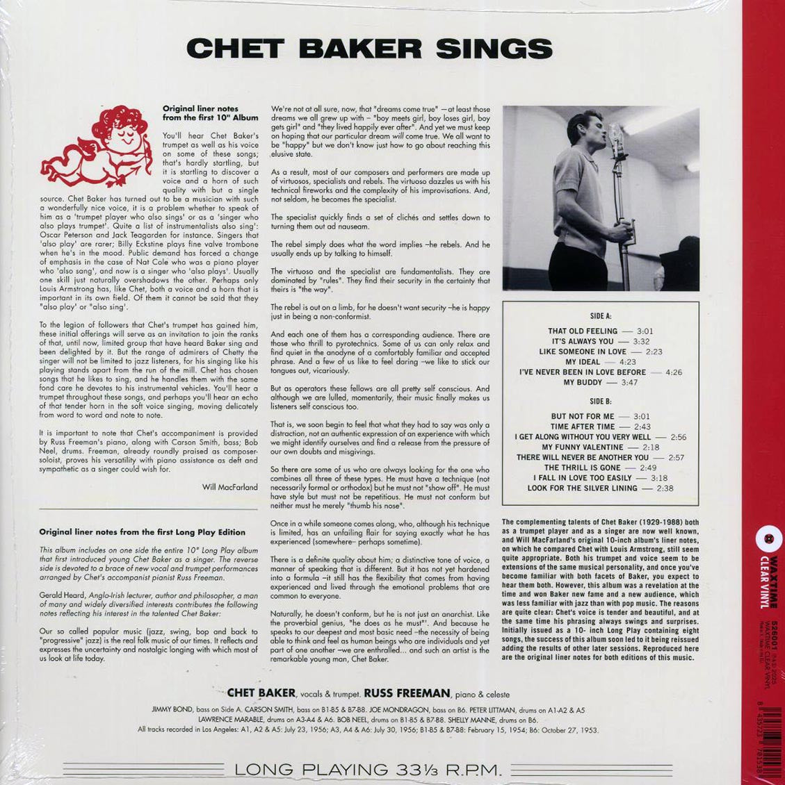 Chet Baker - Chet Baker Sings (ltd. ed.) (180g) (clear vinyl) [New Vinyl Record LP]
