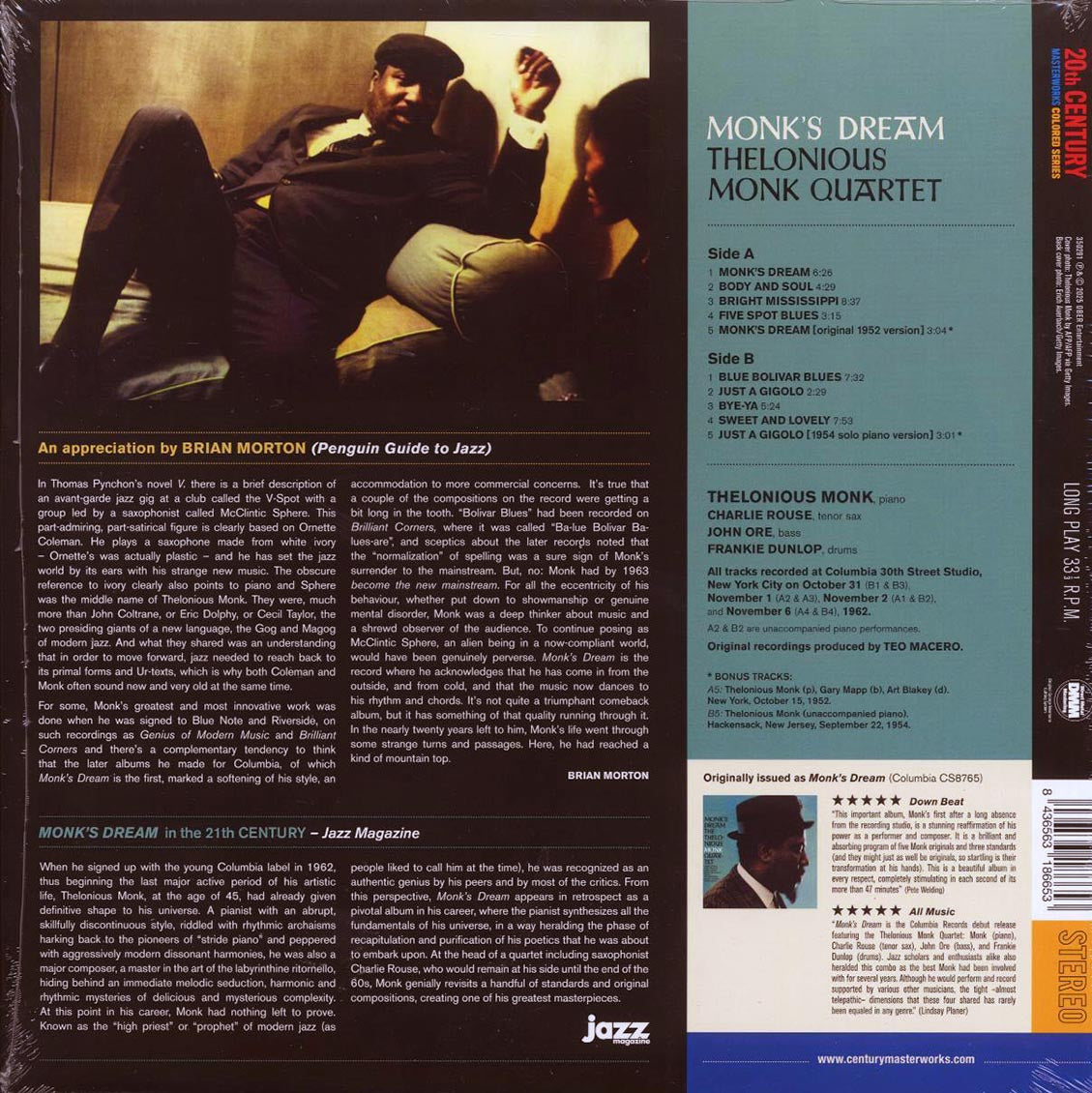 Thelonious Monk Quartet - Monk's Dream (+2 bonus tracks) (ltd. ed.) (180g) (blue vinyl) [New Vinyl Record LP]