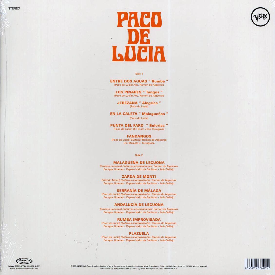 Paco De Lucia - Entre Dos Aguas (ltd. ed.) (180g) [New Vinyl Record LP]