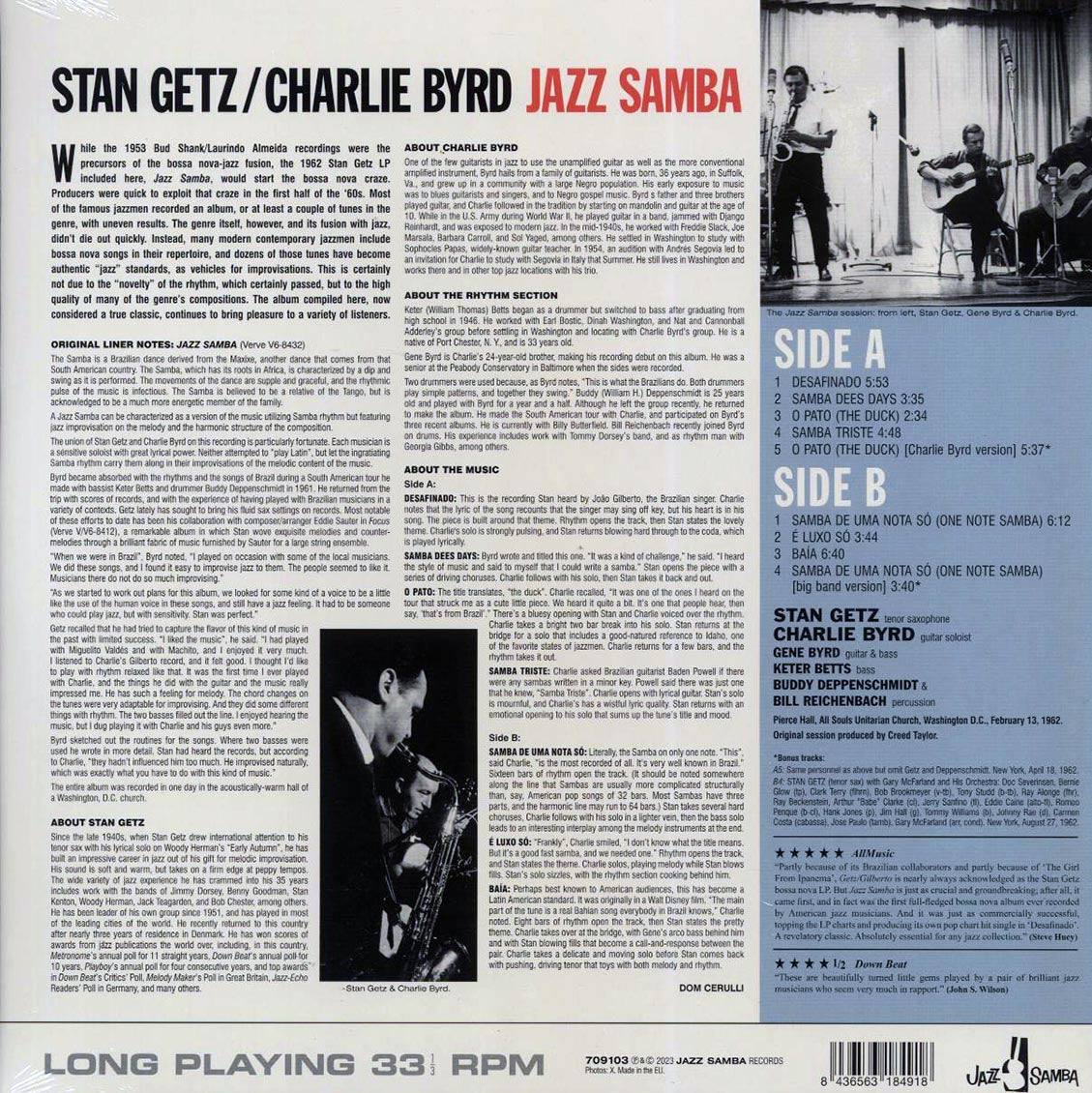 Stan Getz, Charlie Byrd - Jazz Samba (+2 bonus tracks) (ltd. ed.) (180g) [New Vinyl Record LP]