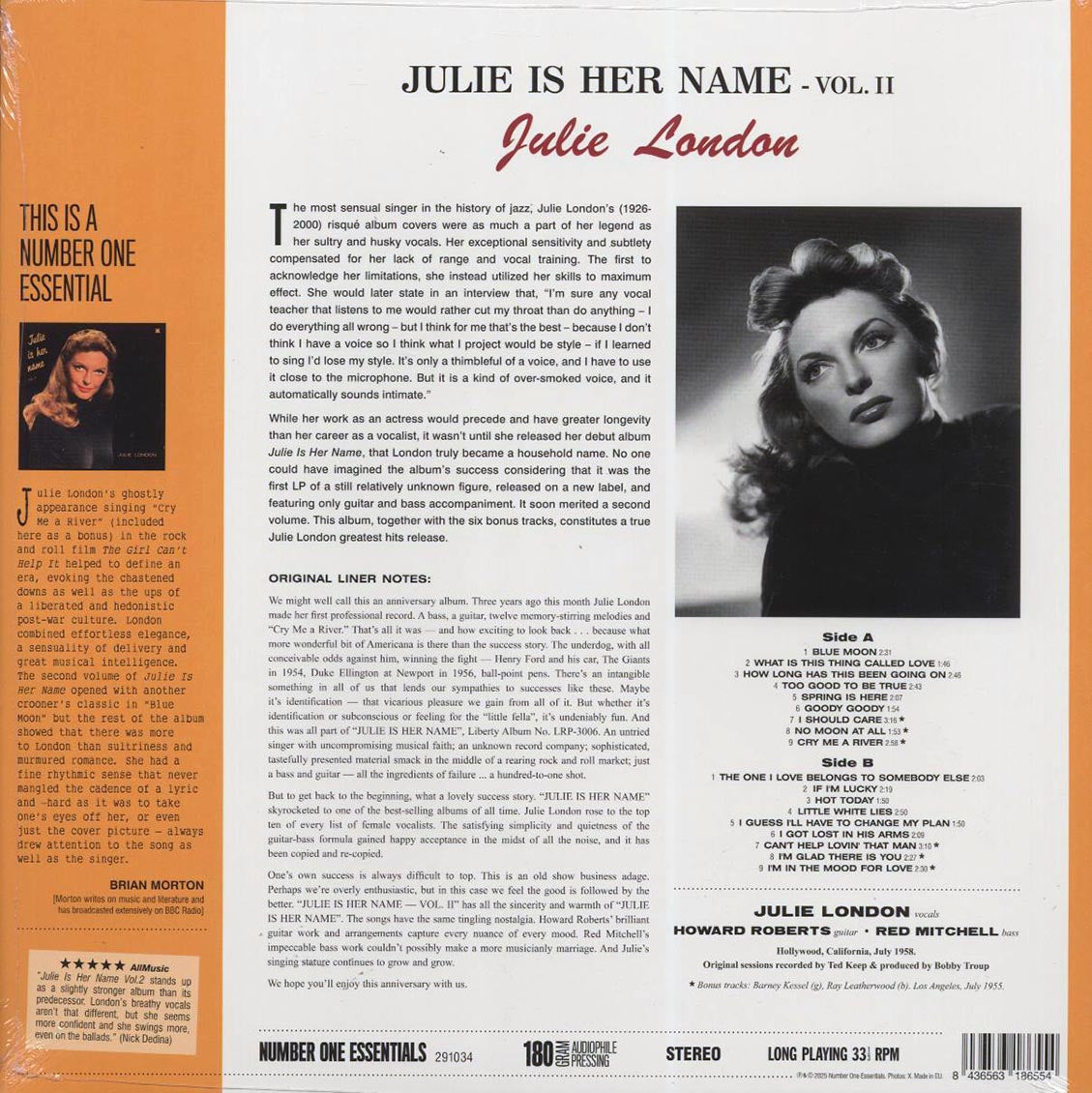 Julie London - Julie Is Her Name Volume 2 (+6 bonus tracks) (ltd. ed.) (180g) [New Vinyl Record LP]