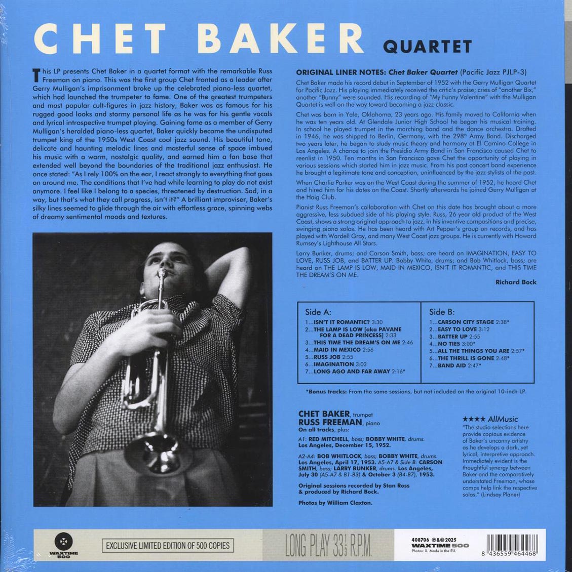 Chet Baker Quartet - Chet Baker Quartet (+6 bonus tracks) (ltd. ed.) (180g) [New Vinyl Record LP]