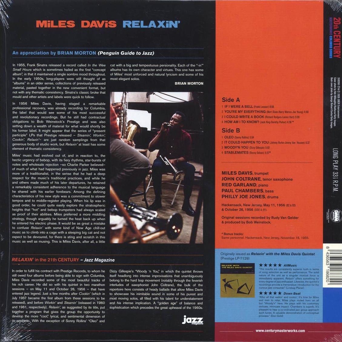 Miles Davis - Relaxin' (+2 bonus tracks) (ltd. ed.) (180g) (blue vinyl) [New Vinyl Record LP]