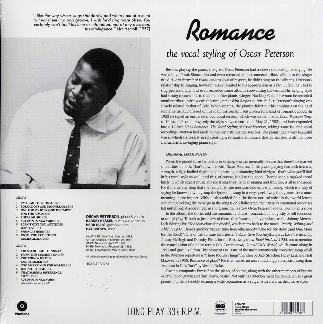 Oscar Peterson - Romance: The Vocal Styling Of Oscar Peterson (+2 bonus tracks) (ltd. ed.) (180g) [New Vinyl Record LP]