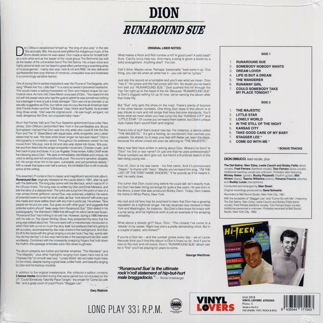 Dion - Runaround Sue (+3 bonus tracks) (ltd. ed.) (180g) [New Vinyl Record LP]
