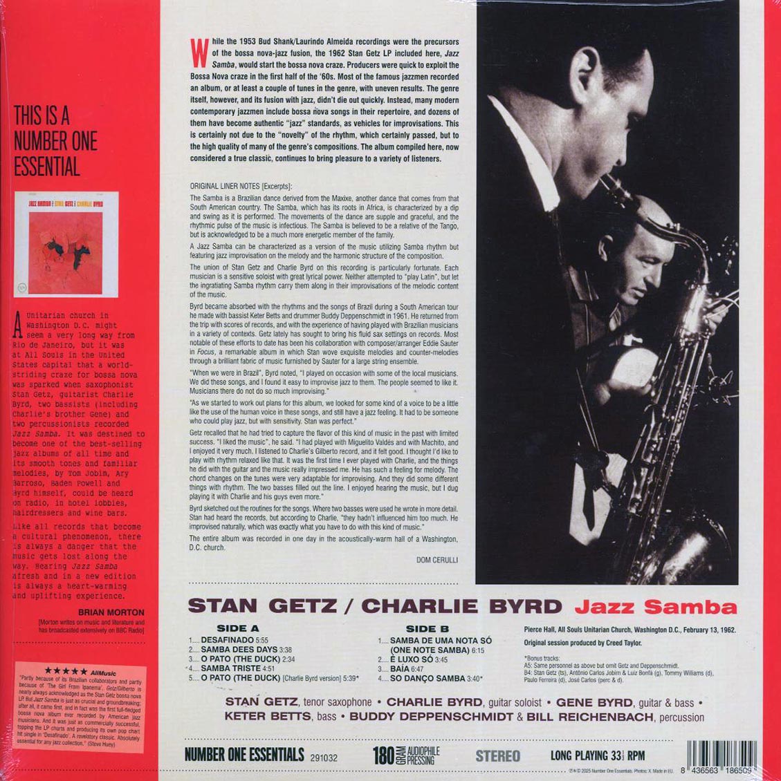 Stan Getz, Charlie Byrd - Jazz Samba (+2 bonus tracks) (ltd. ed.) (180g) [B] [New Vinyl Record LP]