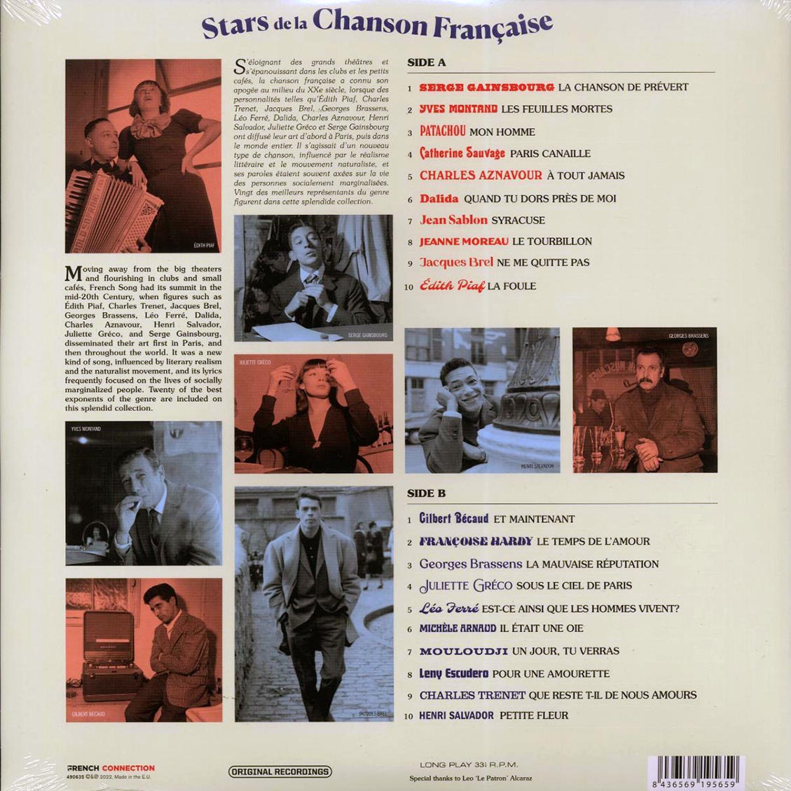Serge Gainsbourg, Yves Montand, Jacques Brel, Dalida, Edith Piaf, Etc. - Stars De La Chanson Francaise (20 tracks) (ltd. ed.) (180g) [New Vinyl Record LP]