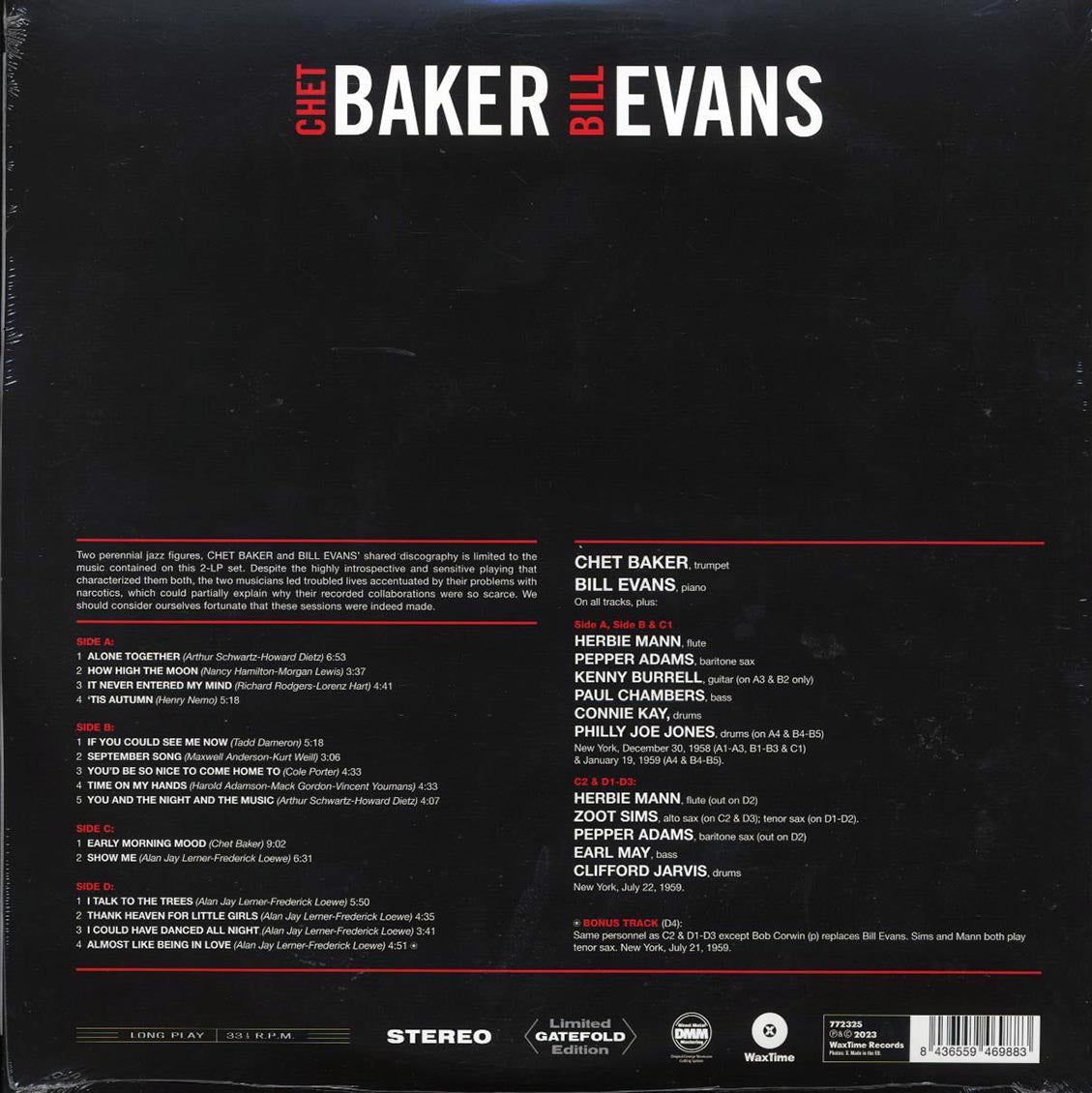 Chet Baker, Bill Evans - Complete Recordings (+bonus track) (ltd. ed.) (2xLP) (180g) [New Vinyl Record LP]
