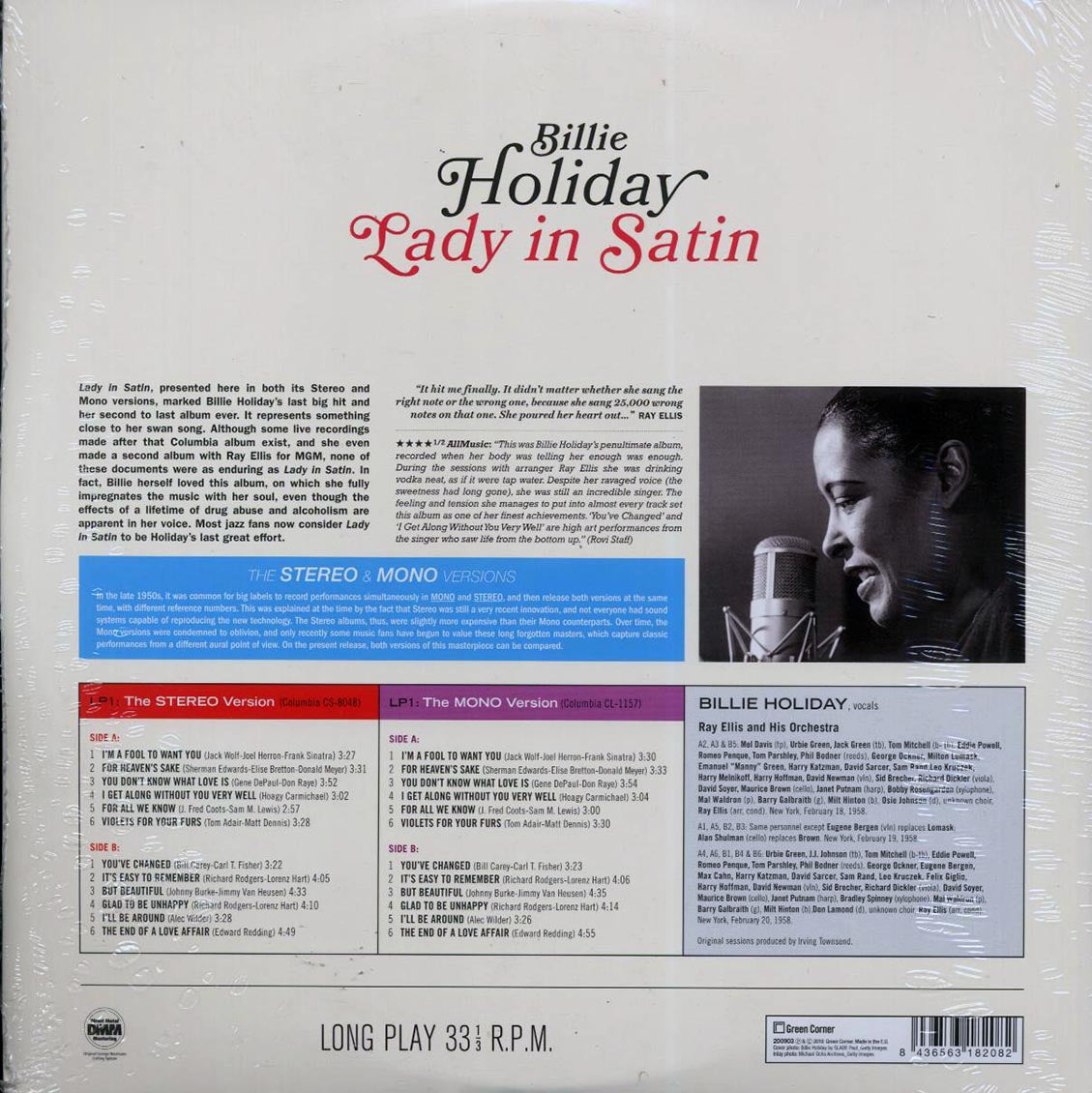 Billie Holiday - Lady In Satin: The Stereo & Mono Versions (24 tracks) (mono+stereo) (ltd. ed.) (2xLP) (180g) [New Vinyl Record LP]