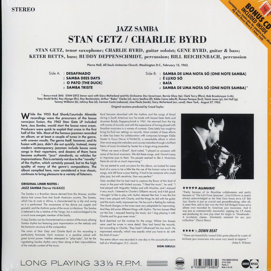 Stan Getz, Charlie Byrd - Jazz Samba (ltd. ed.) (180g) (incl. CD) [New Vinyl Record LP]