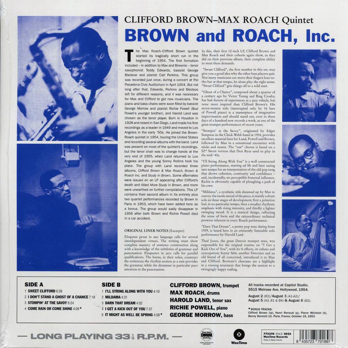 Clifford Brown, Max Roach - Brown And Roach Incorporated (+2 bonus tracks) (ltd. ed.) (180g) [New Vinyl Record LP]