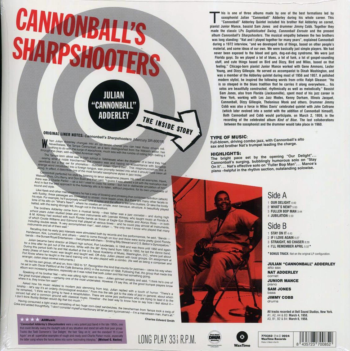 Cannonball Adderley - Cannonball's Sharpshooters (+bonus track) (ltd. ed.) (180g) [New Vinyl Record LP]
