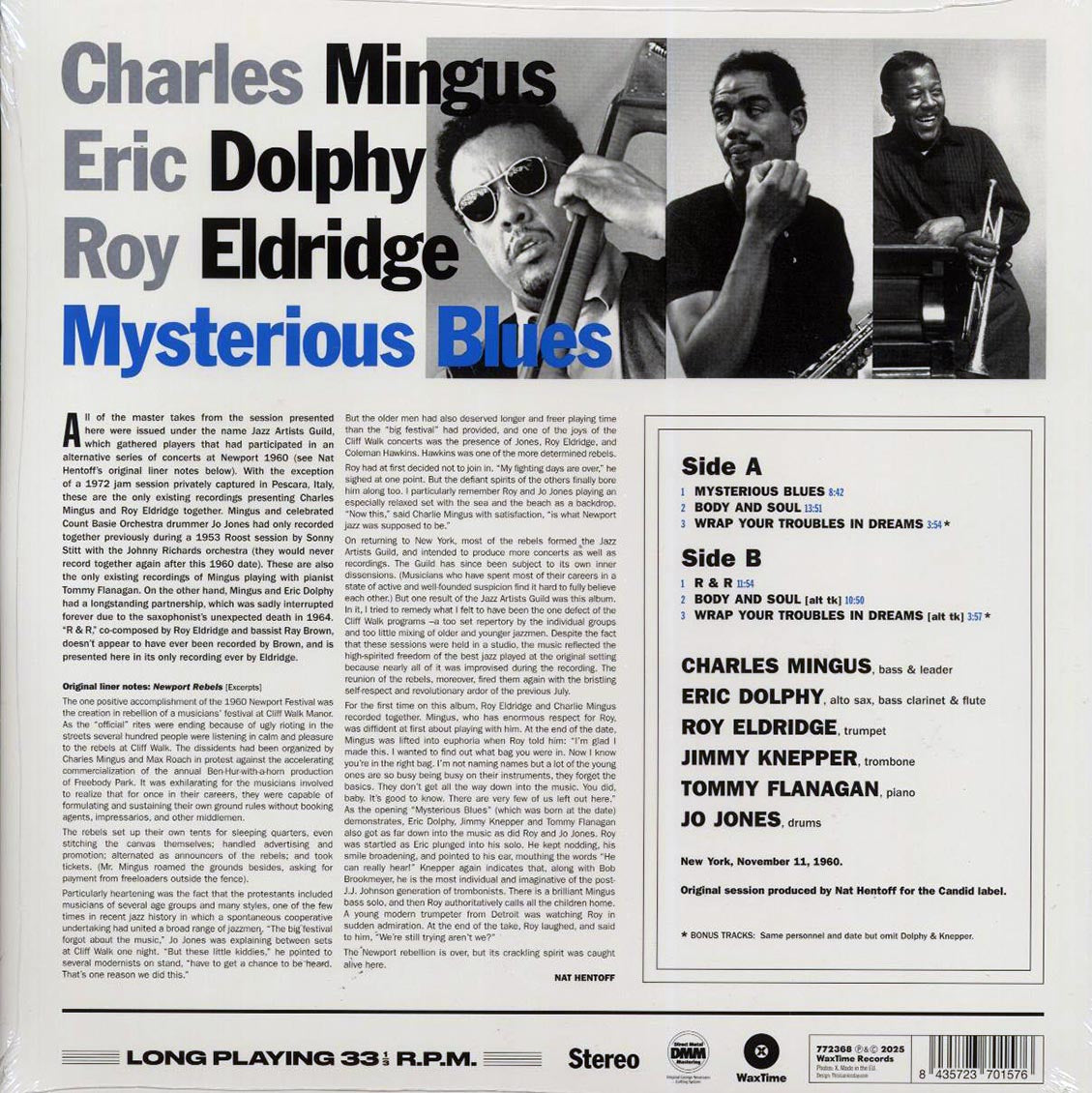 Charles Mingus, Eric Dolphy, Roy Eldridge - Mysterious Blues (+2 bonus tracks) (ltd. ed.) (180g) [New Vinyl Record LP]