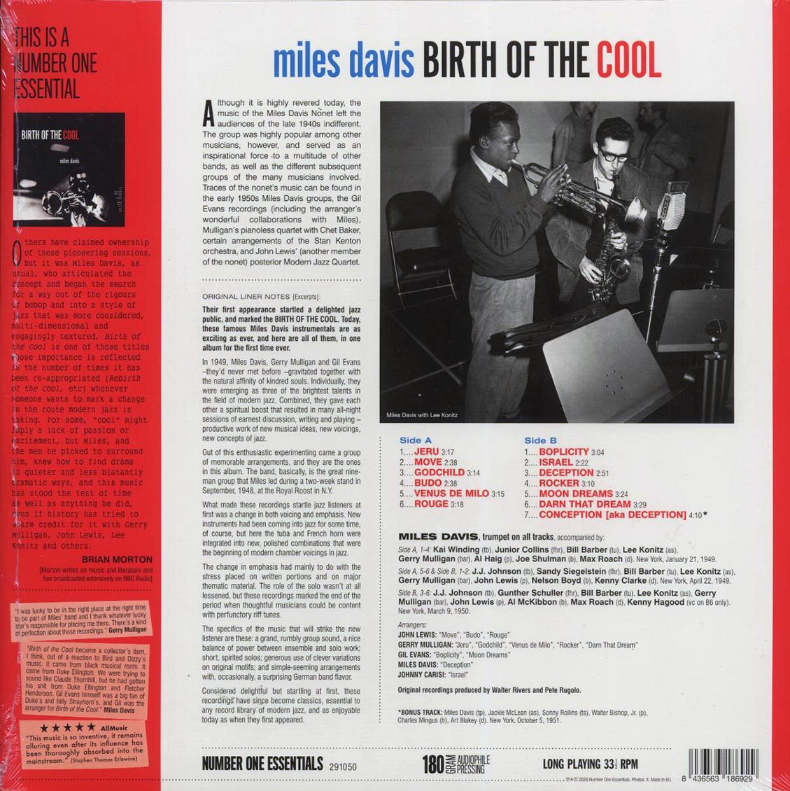 Miles Davis - Birth Of the Cool (+bonus track) (ltd. ed.) (180g) [New Vinyl Record LP]