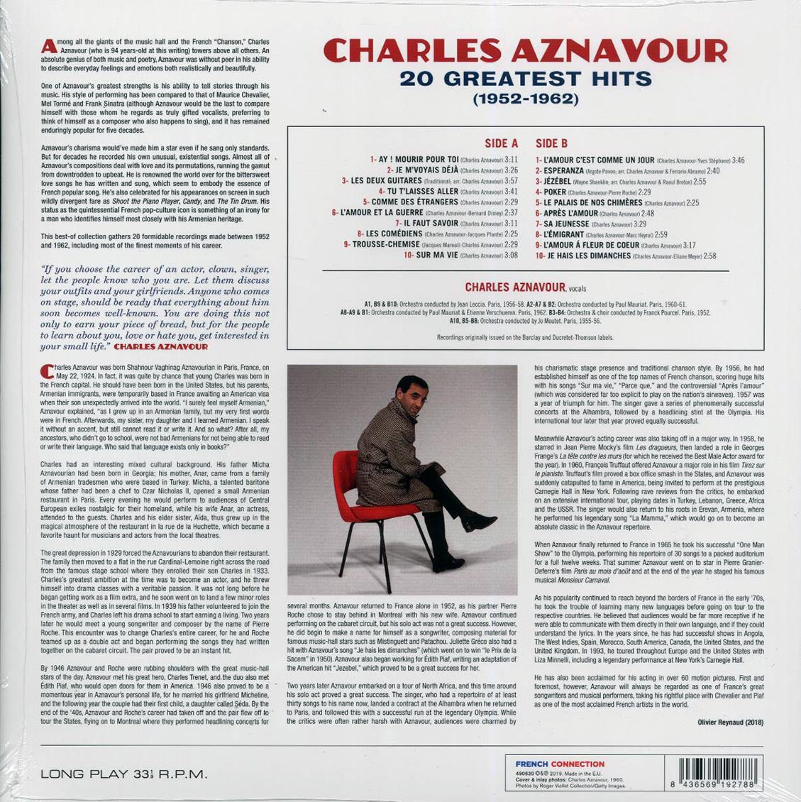 Charles Aznavour - 20 Greatest Hits: 1952-1962 (20 tracks) (ltd. ed.) (180g) [New Vinyl Record LP]