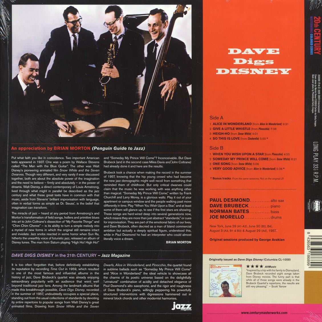 Dave Brubeck Quartet - Dave Digs Disney (+2 bonus tracks) (ltd. ed.) (180g) (red vinyl) [New Vinyl Record LP]