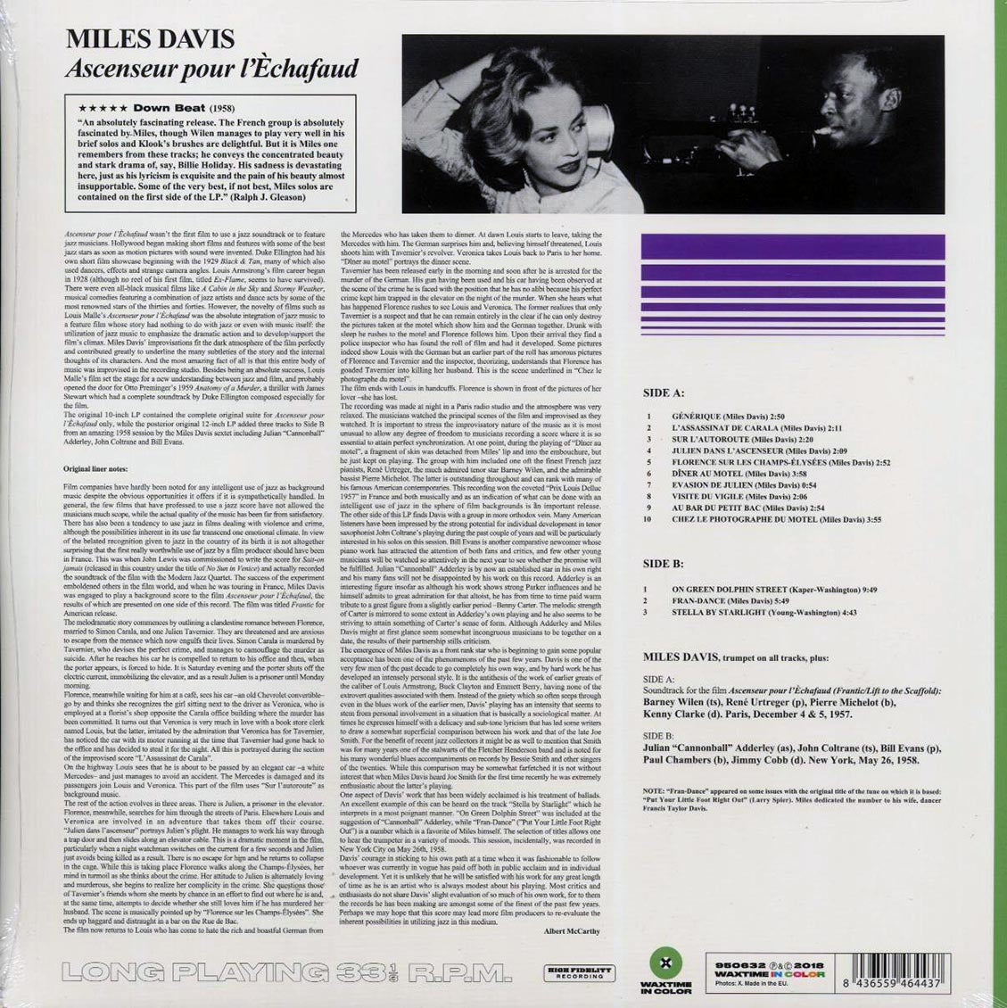 Miles Davis - Ascenseur Pour L'Echafaud (Lift To The Scaffold) (ltd. ed.) (180g) (green vinyl) [New Vinyl Record LP]
