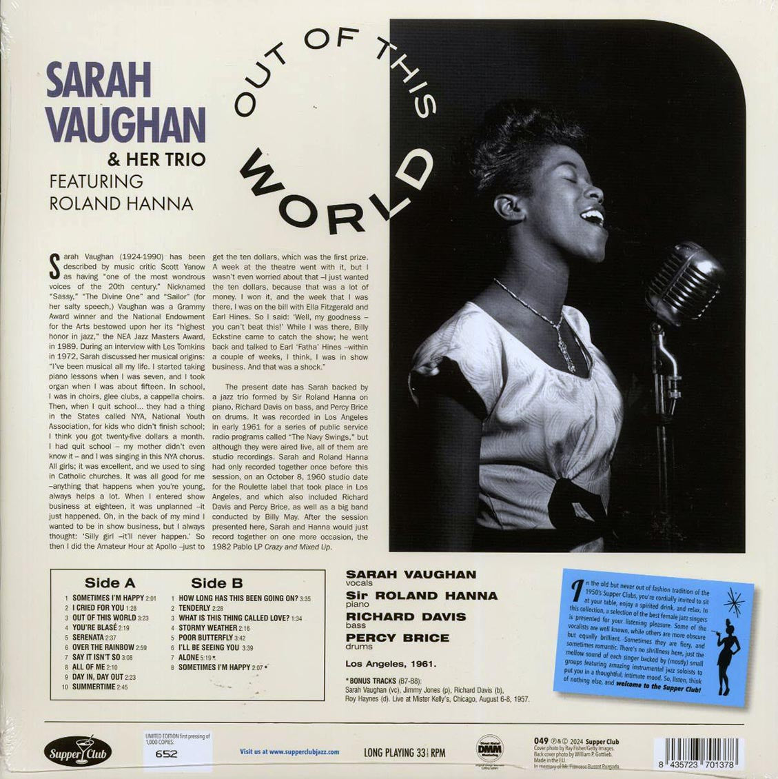 Sarah Vaughan & Her Trio - Out Of The World (+2 bonus tracks) (ltd. ed.) (180g) [New Vinyl Record LP]