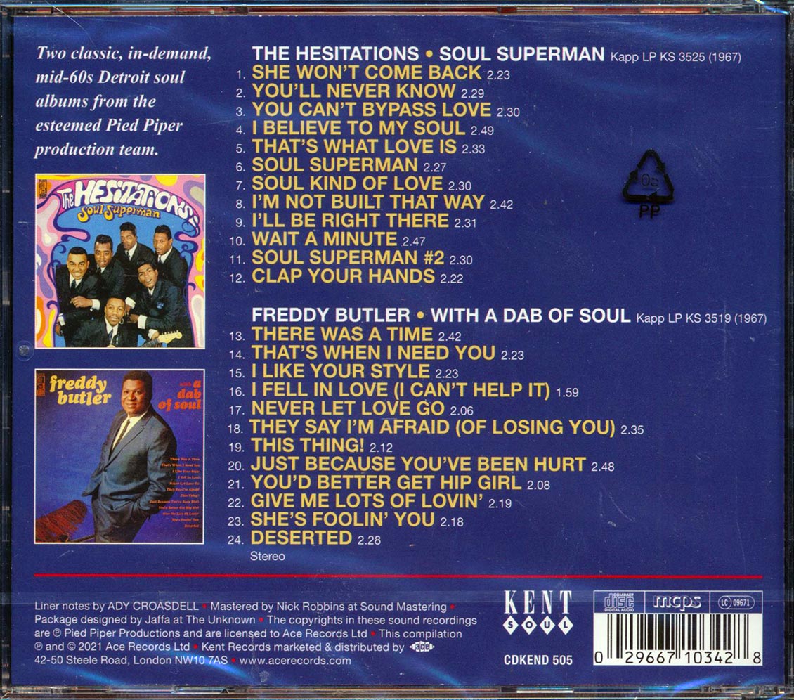 The Hesitations, Freddy Butler - Soul Superman + With A Dab Of Soul [New CD]