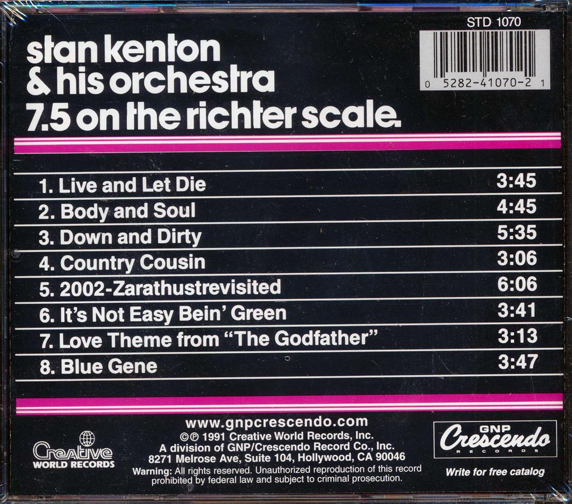 Stan Kenton & His Orchestra - 7.5 On The Richter Scale [New CD]