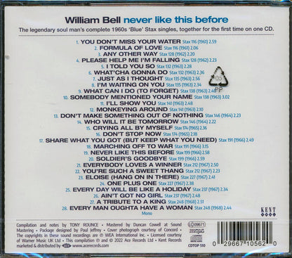 William Bell - Never Like This Before: The Complete Blue Stax Singles 1961-1968 [New CD]