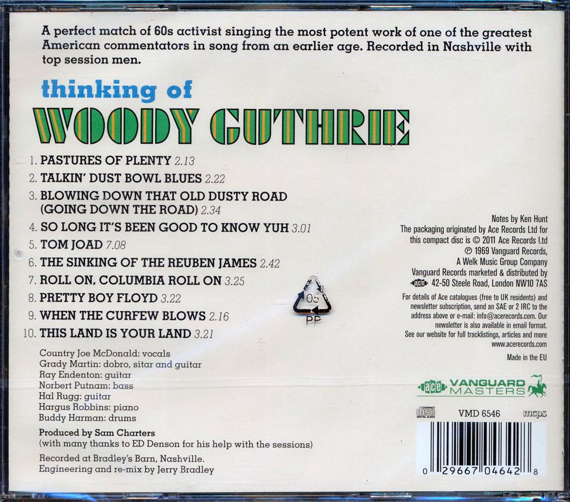 Country Joe McDonald - Thinking Of Woody Guthrie [New CD]
