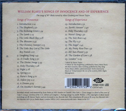 Allen Ginsberg, Steven Taylor - William Blake's Songs Of Innocence And Of Experience [New CD]