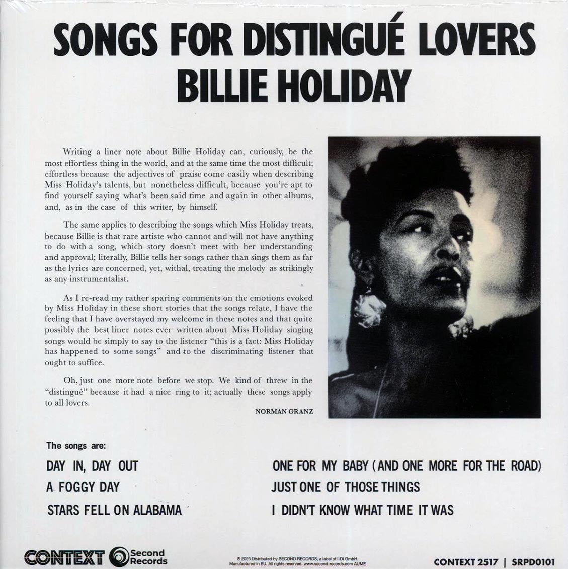 Billie Holiday - Songs For Distingue Lovers (180g) (orange vinyl) [New Vinyl Record LP]