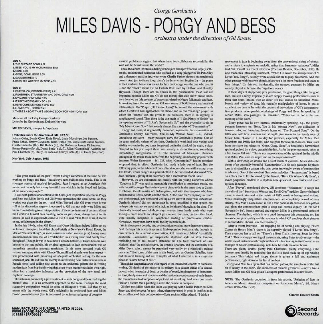 Miles Davis - Porgy And Bess (180g) [New Vinyl Record LP]