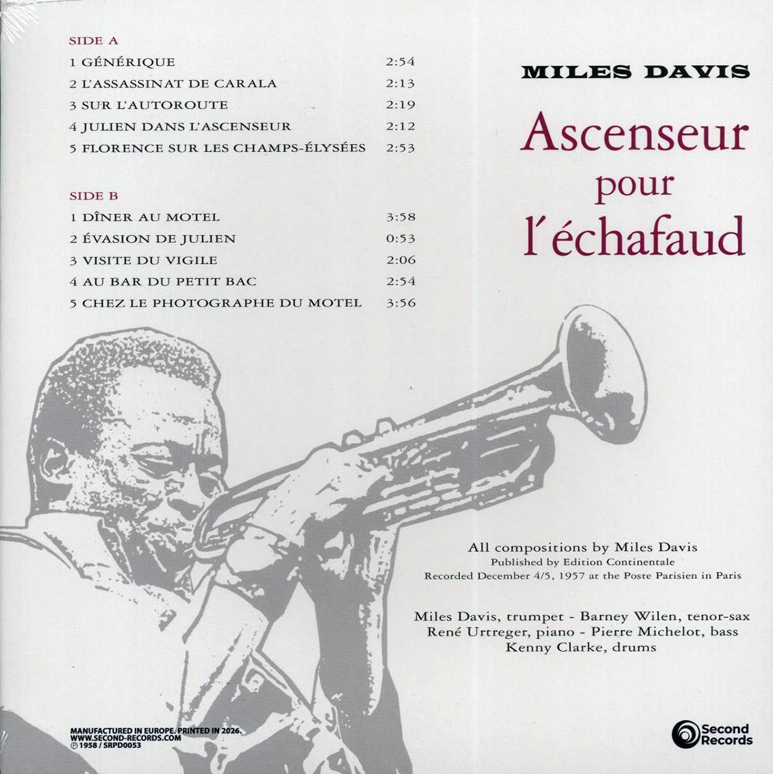 Miles Davis - Ascenseur Pour L'Echafaud: Lift To The Scaffold (180g) [New Vinyl Record LP]
