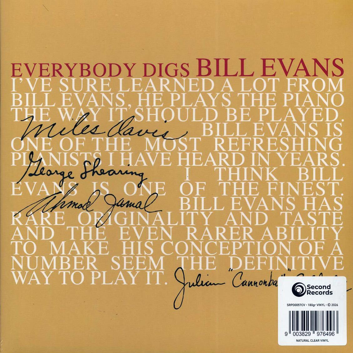 Bill Evans Trio - Everybody Digs Bill Evans (180g) (clear vinyl) [New Vinyl Record LP]