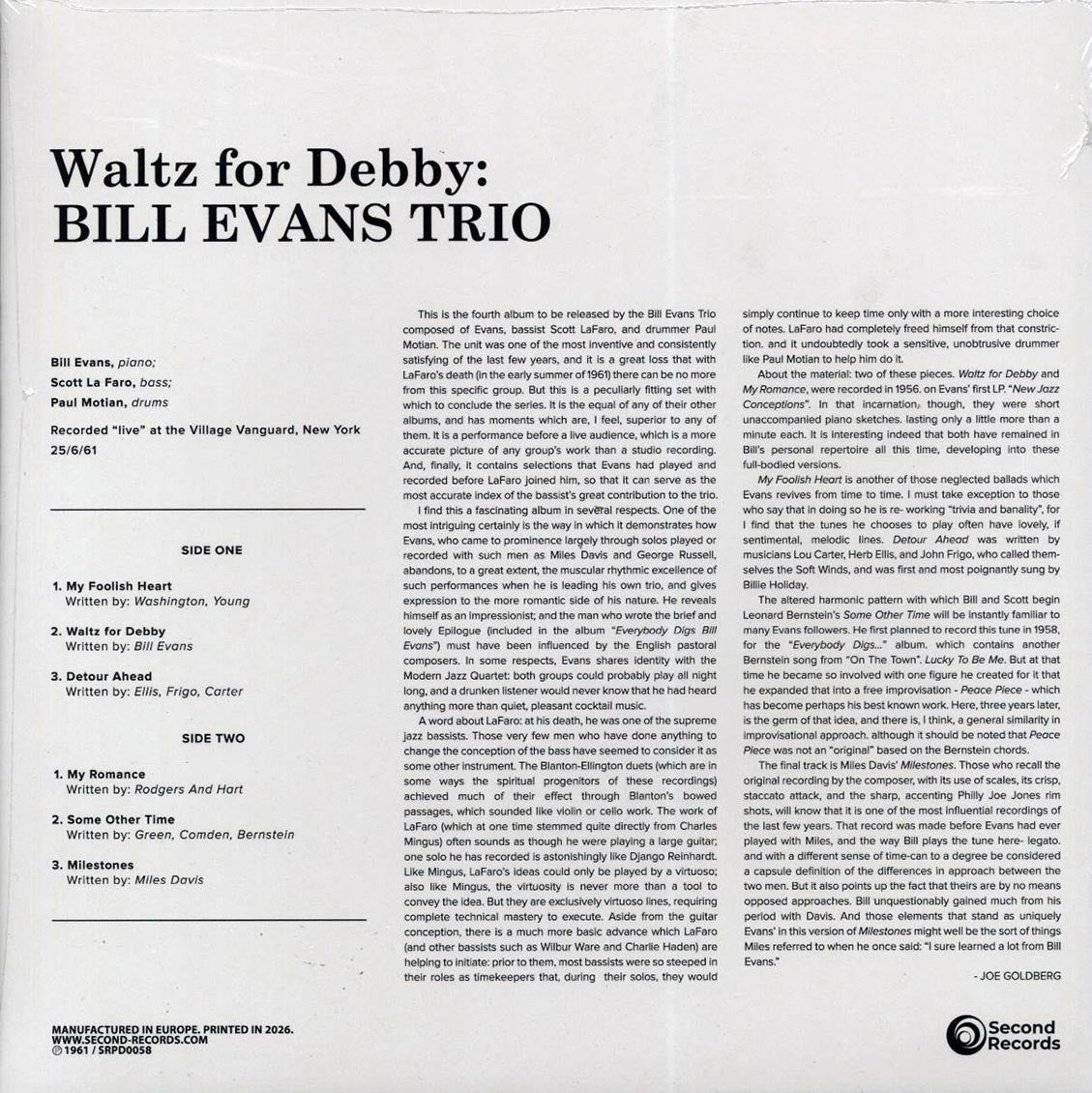 Bill Evans Trio - Waltz for Debby (180g) (magenta vinyl) [New Vinyl Record LP]