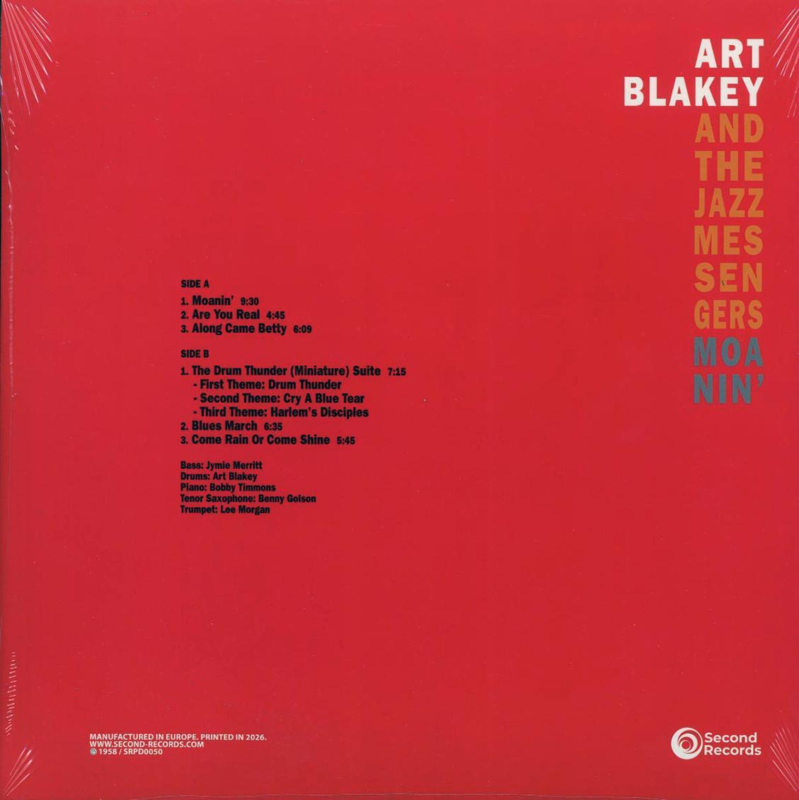 Art Blakey & The Jazz Messengers - Moanin' (180g) (red vinyl) [New Vinyl Record LP]