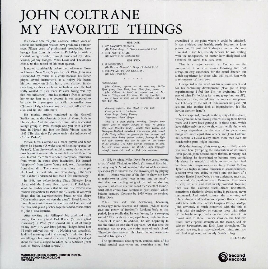 John Coltrane - My Favourite Things (180g) [New Vinyl Record LP]